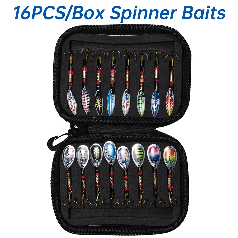 Fishing Hook Size - Goture 16pcs/box Spinner Spoon Metal Bait