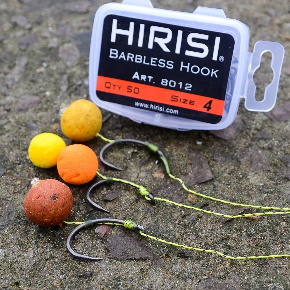 Fishing Hook Barbless - Hirisi 50pcs Coating High Carbon Stainless