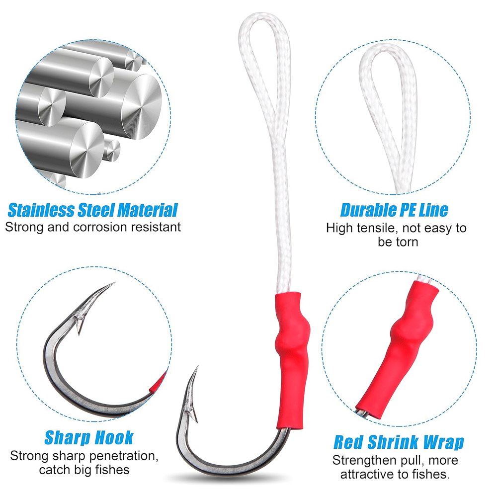5Pcs 1/0-10/0 Slow jig assist  - đánh giá và giá Fishing Hook Offset
