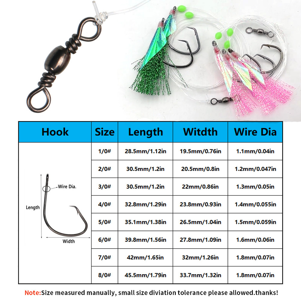 Bimoo 10packs Seawater Fishing - đánh giá và giá Fishing Hook Size