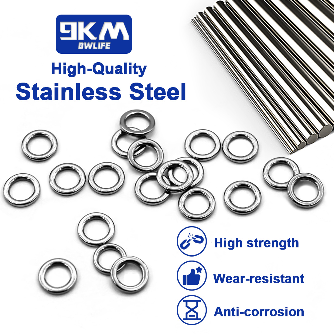 9KM Solid Ring Fishing 50pcs S - đánh giá và giá Fishing Hook Stainless Steel