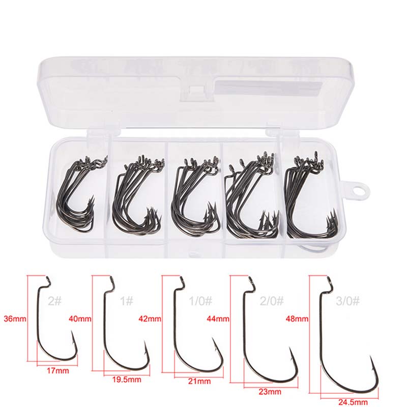 50Pcs/Box High Carbon Steel Fi - đánh giá và giá Fishing Hook Offset